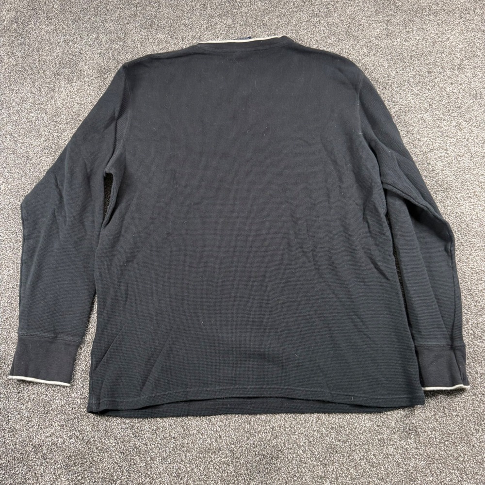 Polo Ralph Lauren Thermal Shirt Men's XL Black Waffle Knit V-Neck Long Sleeve - Picture 6 of 6